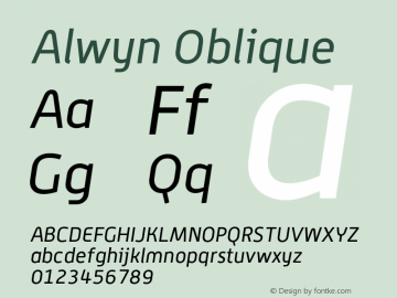 Alwyn Oblique Macromedia Fontographer 4.1.5 19/5/05图片样张