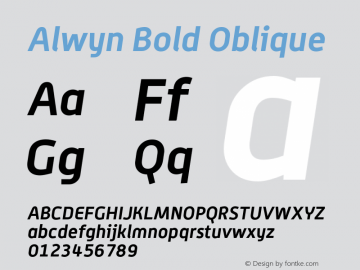 Alwyn Bold Oblique Macromedia Fontographer 4.1.5 19/5/05图片样张