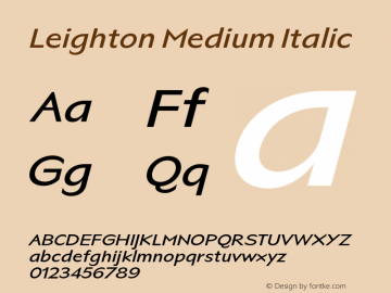 Leighton Medium Italic Version 1.004;FEAKit 1.0图片样张