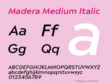 Madera Medium Italic Version 2.01图片样张