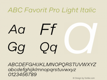 ABC Favorit Pro Light Italic Version 2.100图片样张