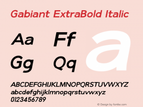 Gabiant-ExtraBoldItalic Version 1.008;Fontself Maker 3.5.7图片样张