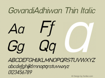GovandiAdhiwan-ThinItalic Version 1.003;Fontself Maker 3.5.7图片样张