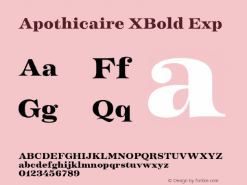 Apothicaire XBold Exp Version 1.000;hotconv 1.0.109;makeotfexe 2.5.65596图片样张