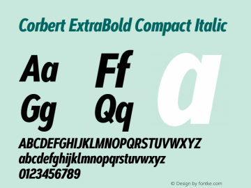 Corbert ExtraBold Compact Italic Version 002.001 March 2020图片样张
