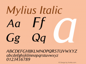 Mylius-Italic Version 001.000图片样张