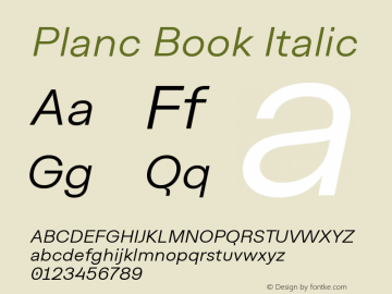 Planc Book Italic Version 1.000 | FøM Fix图片样张