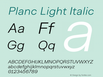 Planc Light Italic Version 1.000 | FøM Fix图片样张
