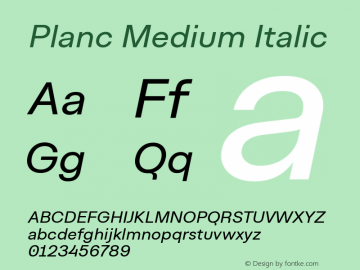 Planc Medium Italic Version 1.000 | FøM Fix图片样张