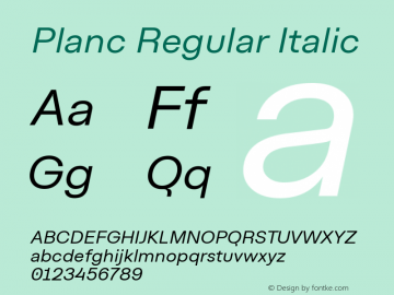 Planc Regular Italic Version 1.000 | FøM Fix图片样张
