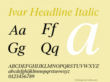 IvarHeadline-Italic Version 1.801图片样张