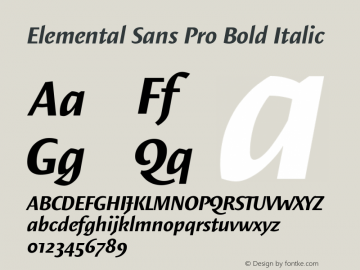 Elemental Sans Pro Bold Italic Version 1.000 | FøM Fix图片样张