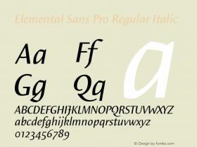 Elemental Sans Pro Italic Version 1.000 | FøM Fix图片样张