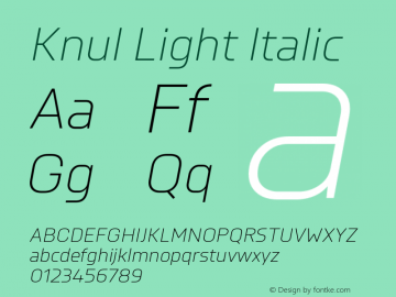 Knul Light Italic Version 2.000 | FøM Fix图片样张