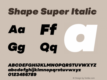 Shape Super Italic Version 1.000图片样张