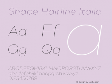 Shape-HairlineItalic Version 1.000图片样张