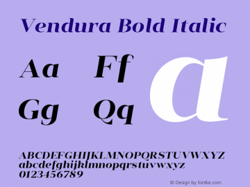 Vendura Bold Italic Version 1.001;hotconv 1.0.109;makeotfexe 2.5.65596图片样张