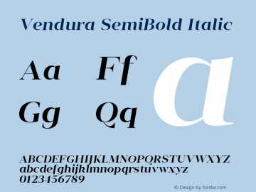Vendura SemiBold Italic Version 1.001;hotconv 1.0.109;makeotfexe 2.5.65596图片样张