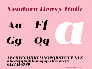Vendura Heavy Italic Version 1.001;hotconv 1.0.109;makeotfexe 2.5.65596图片样张