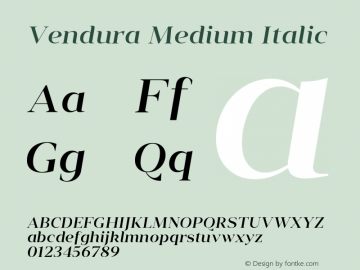 Vendura Medium Italic Version 1.001;hotconv 1.0.109;makeotfexe 2.5.65596图片样张