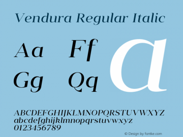 Vendura Regular Italic Version 1.001;hotconv 1.0.109;makeotfexe 2.5.65596图片样张