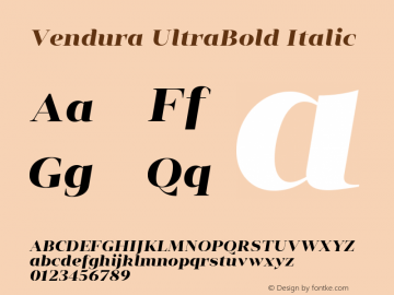 Vendura UltraBold Italic Version 1.001;hotconv 1.0.109;makeotfexe 2.5.65596图片样张