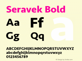 Seravek Bold Version 1.000;PS 1.0;hotconv 1.0.88;makeotf.lib2.5.647800图片样张