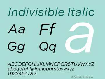 Indivisible Italic Version 1.000;hotconv 1.0.109;makeotfexe 2.5.65596图片样张