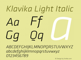 Klavika Light Italic Version 3.003图片样张