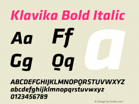 Klavika Bold Italic Version 3.003图片样张