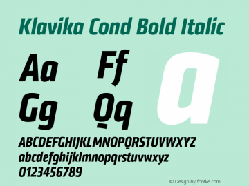 Klavika Cond Bold Italic Version 2.001图片样张