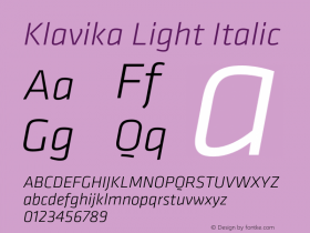Klavika Light Italic Version 3.003图片样张