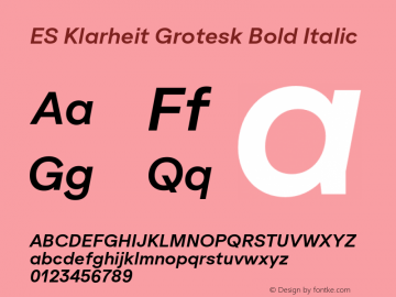 ES Klarheit Grotesk Bold Italic Version 1.009图片样张