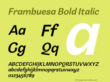 Frambuesa Bold Italic Version 1.000;hotconv 1.0.109;makeotfexe 2.5.65596图片样张