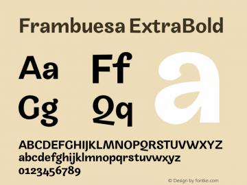 Frambuesa ExtraBold Version 1.000;hotconv 1.0.109;makeotfexe 2.5.65596图片样张