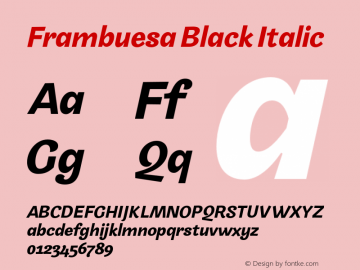 Frambuesa Black Italic Version 1.000;hotconv 1.0.109;makeotfexe 2.5.65596图片样张