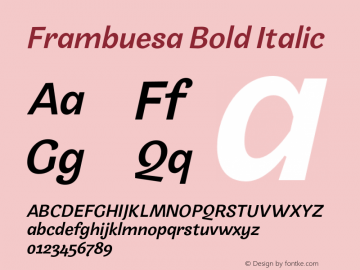 Frambuesa Bold Italic Version 1.000;hotconv 1.0.109;makeotfexe 2.5.65596图片样张