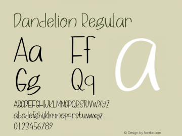 Dandelion Version 1.00;March 22, 2021;FontCreator 11.5.0.2422 64-bit图片样张