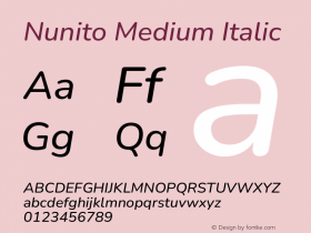 Nunito Medium Italic Version 3.602图片样张