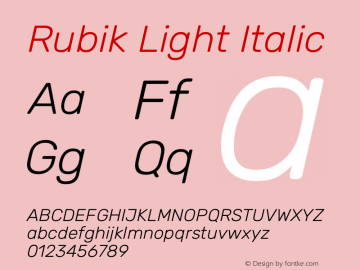 Rubik Light Italic Version 2.102图片样张