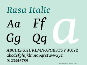 Rasa Italic Version 2.004图片样张