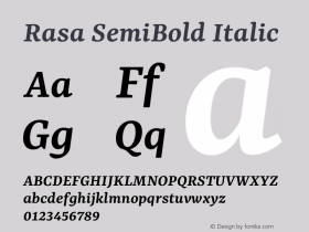 Rasa SemiBold Italic Version 2.004图片样张