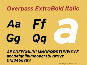 Overpass ExtraBold Italic Version 4.000图片样张