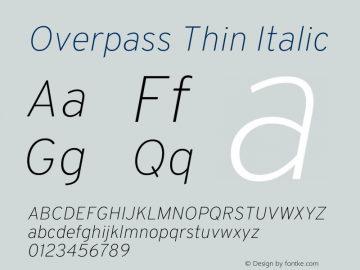 Overpass Thin Italic Version 4.000图片样张