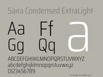 Saira Condensed ExtraLight Version 1.101图片样张