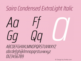 Saira Condensed ExtraLight Italic Version 1.101图片样张