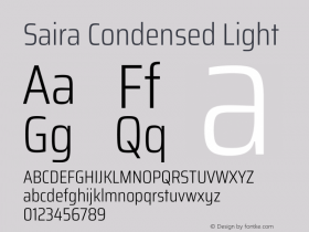 Saira Condensed Light Version 1.101图片样张