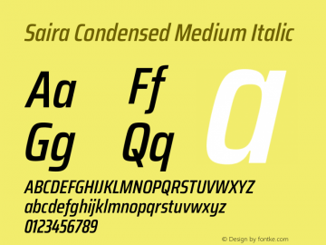 Saira Condensed Medium Italic Version 1.101图片样张