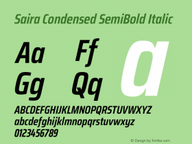 Saira Condensed SemiBold Italic Version 1.101图片样张