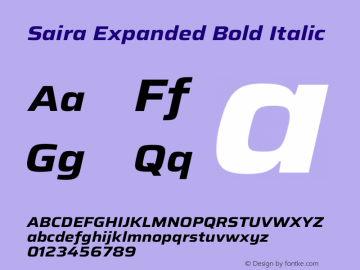 Saira Expanded Bold Italic Version 1.101图片样张